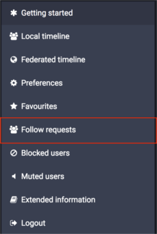 Screenshot of the "Follow requests" menu